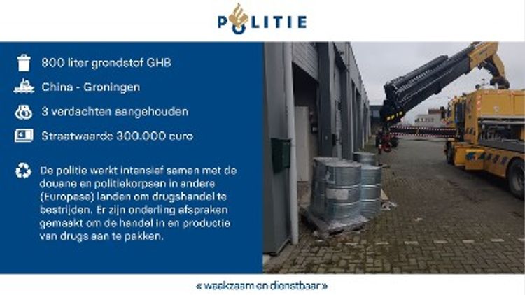 Groningen - Politie onderschept 800 liter grondstof voor GHB